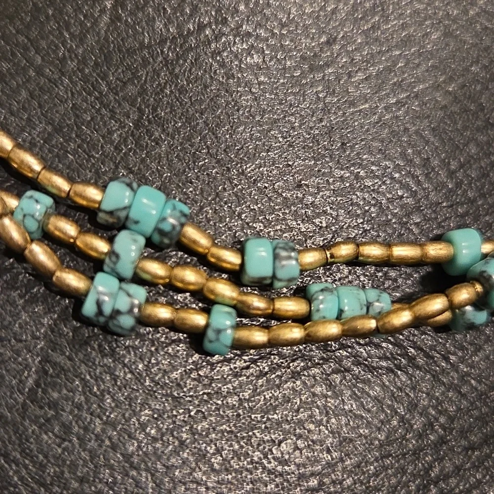 "RLL"Turquoise Beaded Necklace. - Picture 3 of 5